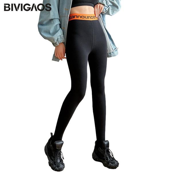 

leggings bivigaos women warm leggings color waist slim black leggings pants autumn winter elastic cotton thick fleece leggings
