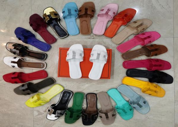 

famous brand beach slippers classic flat heel summer designer fashion flops leather lady slides women shoes el bath ladies se3310557, Black