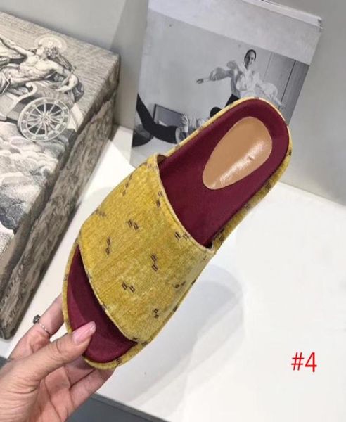 

fashion quality designer women sandals embroidered cotton platform slipper lady letter canvas flat mules nonslip slides shoes wit7788282, Black