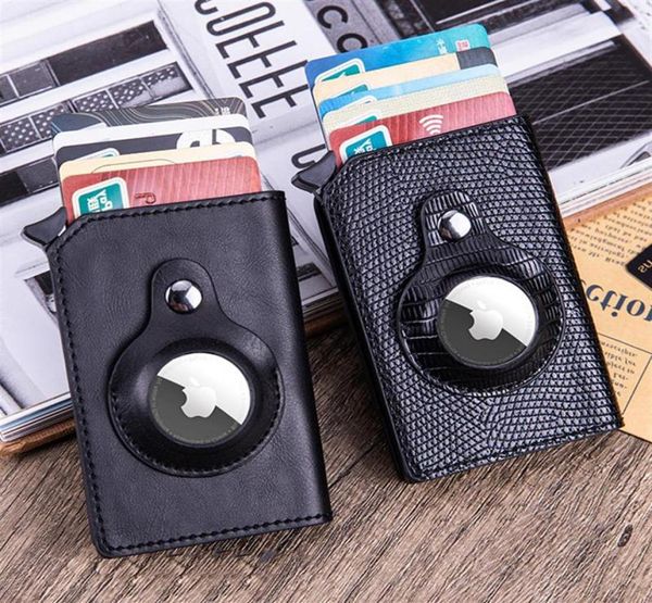 

card holders smart air tag wallet rfid holder antilost protective cover multifunctional men leather with money clips301b5685572, Brown;gray