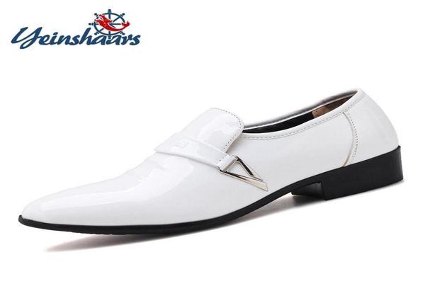 

yeinshaars design mens patent leather shoes white black formal men dress shoe for wedding party buckle business oxfords y2004204501557