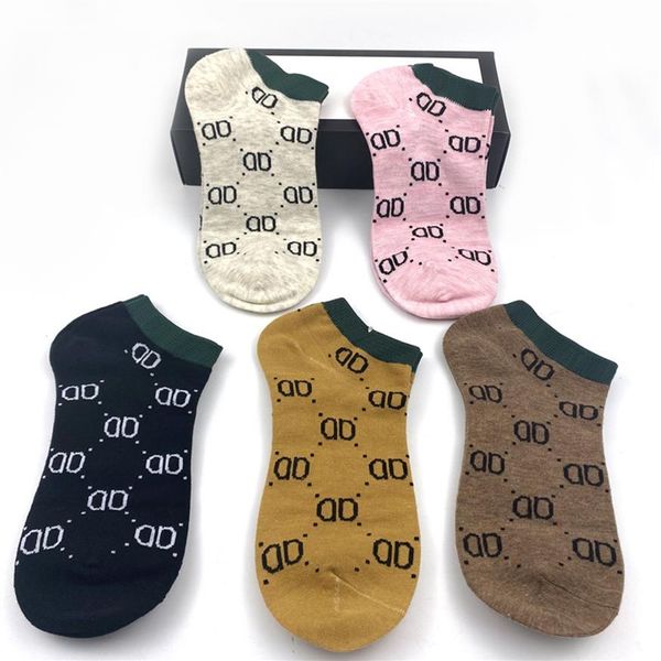 

mens womens designer g socks five pair luxe sports winter mesh letter printed sock embroidery cotton man woman with box245e, Black