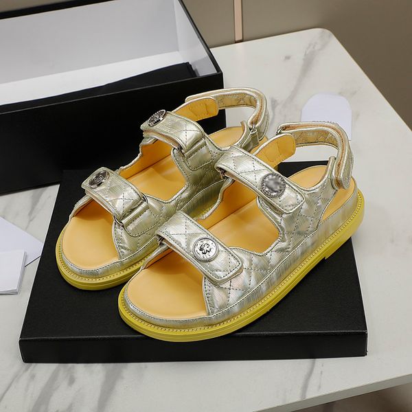 

designer womens sandals platform slippers leather hardware metal buckle adjustable foot size rubber non-slip soles outdoor beach shoes casua, Black