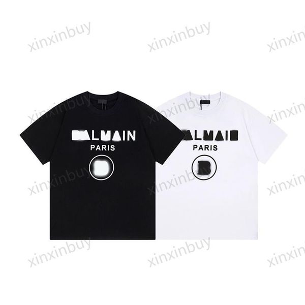 

xinxinbuy men designer tee t shirt 23ss paris big letters pattern print short sleeve cotton women white black blue xs-2xl271t, Black;brown