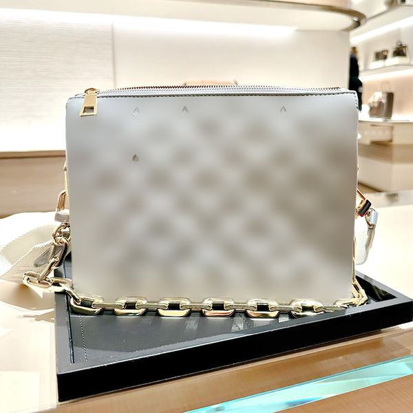 

luxury messenger m57790 coussin man bag women's square embossed hand bag genuine leather tote wallet chain shoulder bag straps travel d