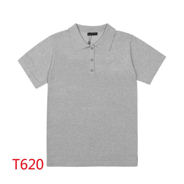 

t620 knitted t-shirt polo shirt short sleeve cotton cross flower personality fashion classic embroidery letters punk hip-hop style, Silver