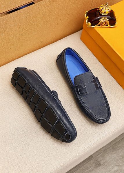 

luxury fashion mens dress shoes loafers gommino driving dark blue with brand logo size 38-46, Black