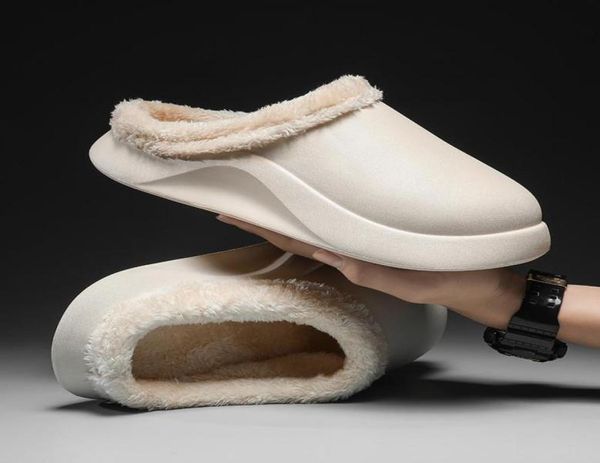 

slippers winter warm waterproof men shoes plush lining thick sole outdoor indoor women home garden slides mules3501889, Black