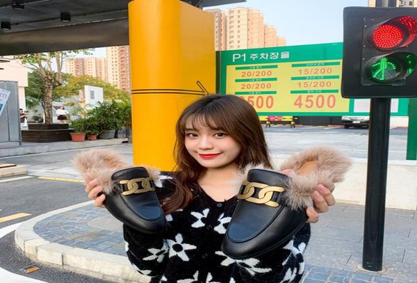 

woolen women slippers rainbow color home wool flip flop new autumn and winter flat bottom cross indoor floor shoes2442326, Black