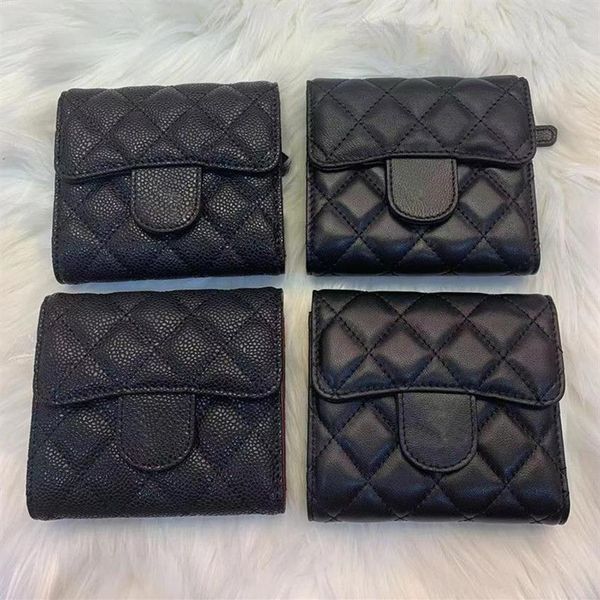 

7aaa ladies classic high end custom zipper luxury wallet caviar leather fashion card holder leather casual coin purse172w, Red;black
