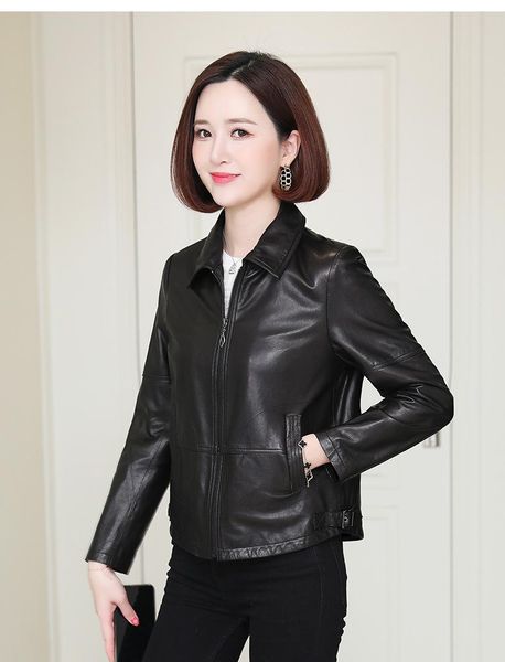

jackets highquality jacket leather women's 2021 new spring and autumn casual sheepskin short coat, Black;brown