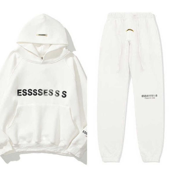 

classics luxury men's sweatshirts essentials tracksuits letter hoodies men women ess sportswear hooded pant coat sweater pullover coup, Gray