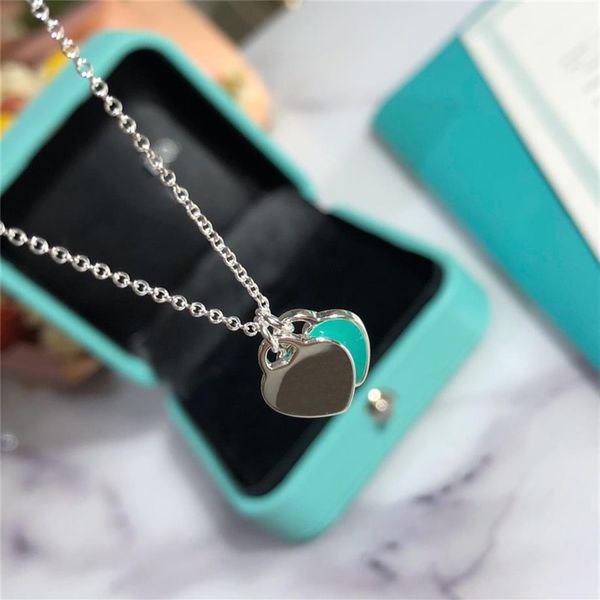 

heart pendants designer lover necklaces 3 colors woman luxury jewelry 925 silver t chains womens neckwear party wedding blue neckl338d