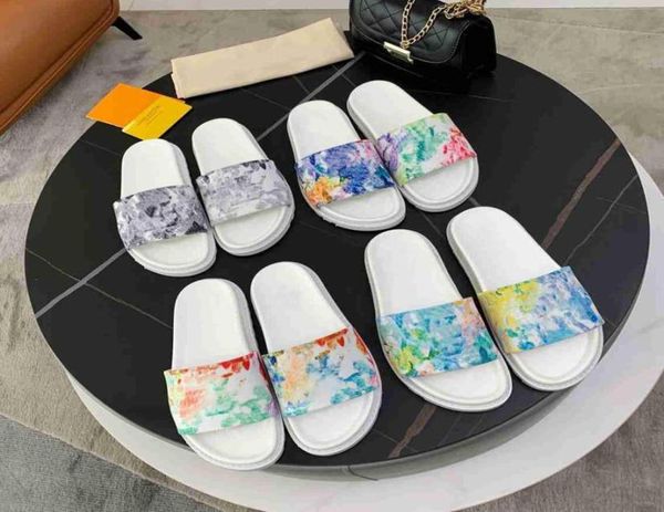 

2021 r summer fashion man woman flat beach slipper slides women men shine bright slippers couples cool sandals with box1398146, Black