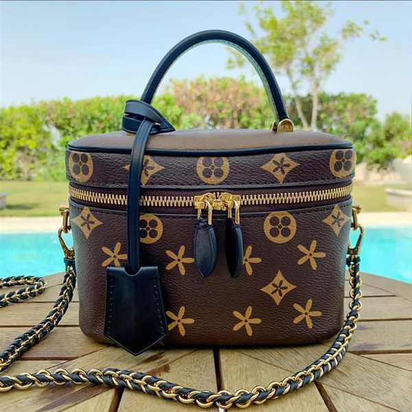 

designer vanity makeup cosmetic wash toilet bag luxury tote handbag genuine leather box trunk shoulder women men wallet crossbody 237k