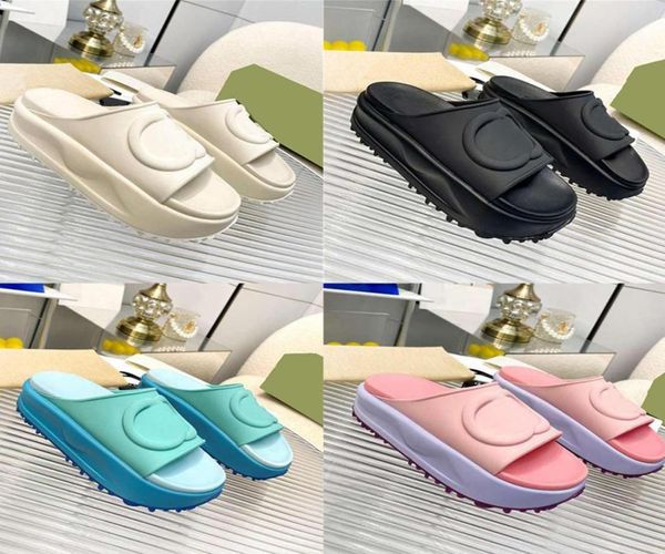 

designer slippers platform slippers classics rubber slides solid color flip flops non slip sandals thick bottom flat women shoes w5669038, Black
