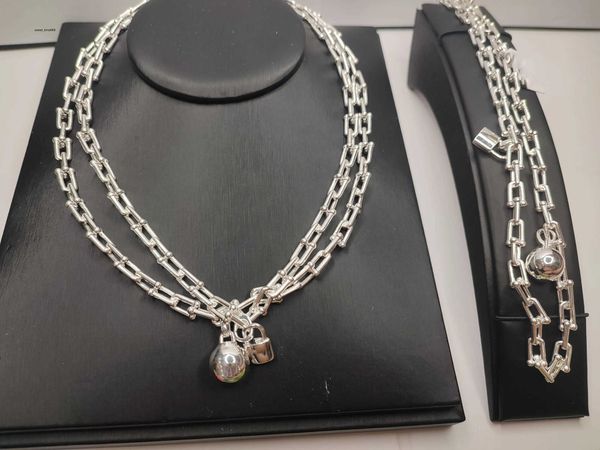 

bracelet necklace ball lock horseshoe hardware ring fashion jewelry jewlery designer gold chain women men couple 18k bracelets earrings wedd, Silver