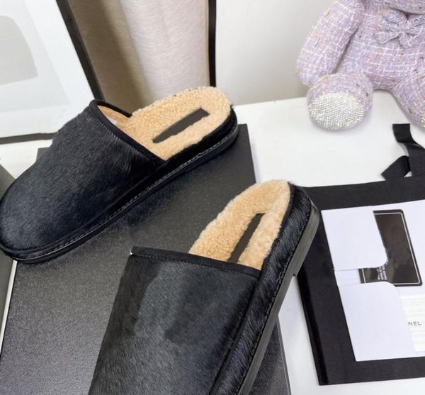 

half slipper autumn winter horse hair advanced elegance comfort 20221562754, Black