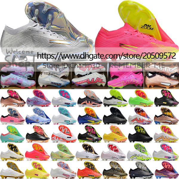 

send with bag quality soccer football boots zoom vapores 15 elite fg acc shoes men outdoor training soft leather 25th anniversary cr7 ronald, Black