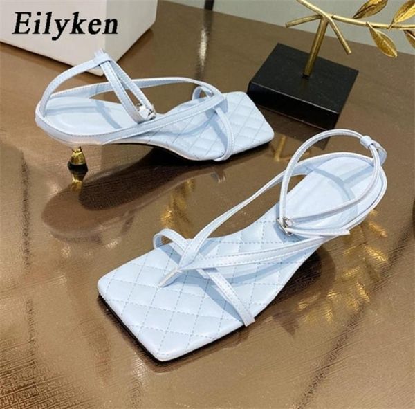 

eilyken gladiator sandals high heels sandal shoes fashion brand strap flip flops thin high heel pumps square toe shoes 09252030506, Black