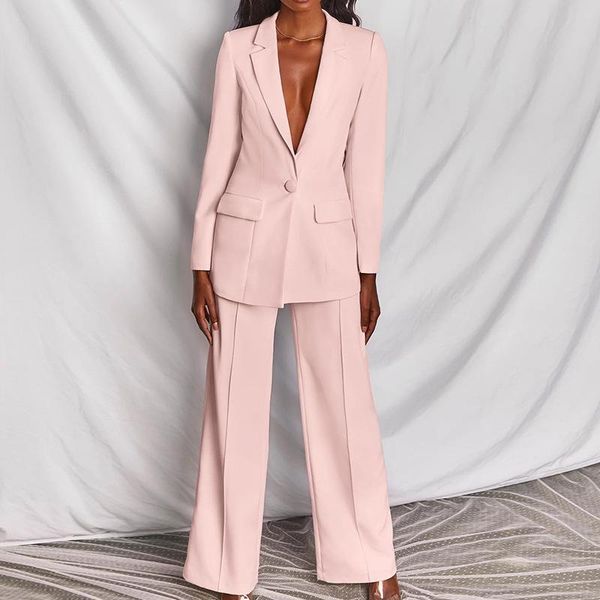 

pants office ladies suits women's pantsuit solid blazer long pants two pcs set business classic formal suits single button lady suits, White