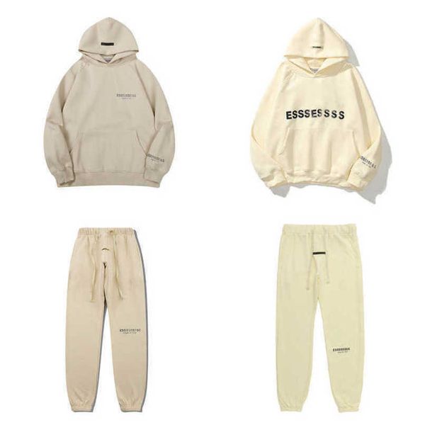 

fashion men's luxury sweatshirts essss ential tracksuits letter hoodies men women sportswear hooded pant coat sweater pullover couple, Gray