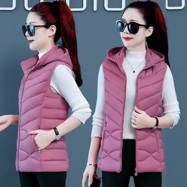 

vests elegant student short cotton jacket down jacket casual autumn winter vest ladies loose warm sleeveless jacket women, Black;white