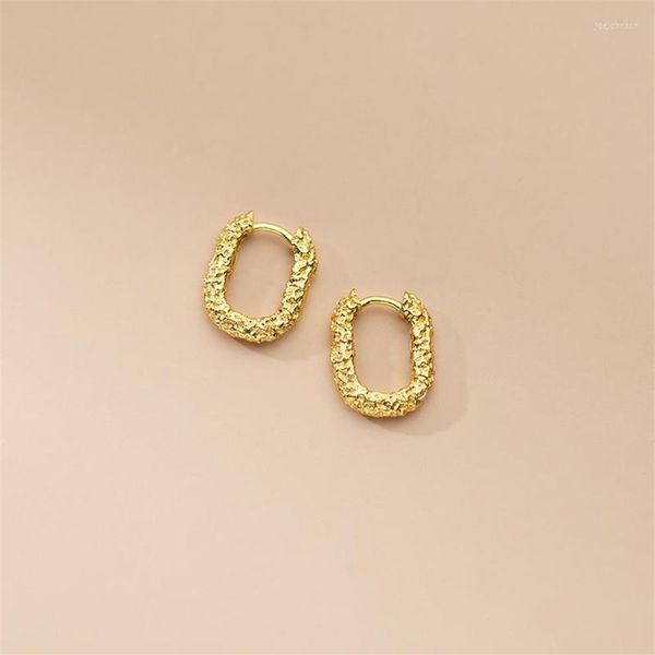 

hoop earrings 18k gold plating authentic 925 sterling silver jewelry irregular texture bump piercing huggie ear-bone c-m00738236b, Golden;silver