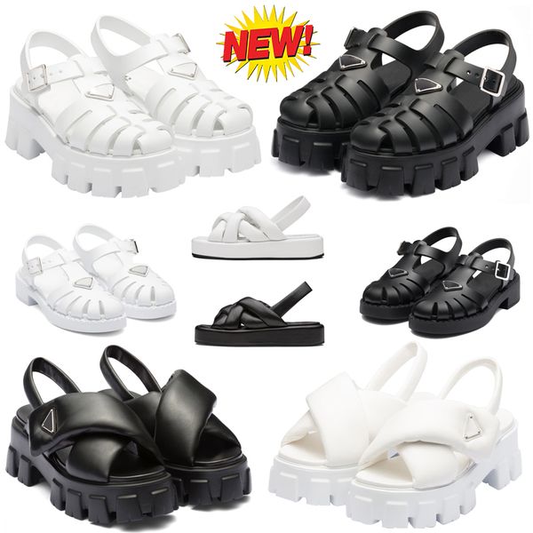 

2023 women foam designer rubber sandals summer slides metal triangle logo sandal retro beach loafers round toe sandas non-slip leather eur 3, Black