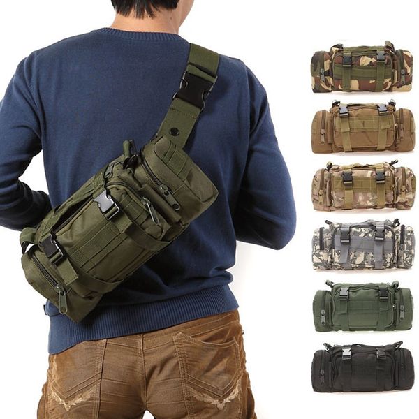 

hiking outdoor waist bag 600d waterproof oxford climbing shoulder bags military tactical fishing camping pouch bag mochila bolsa