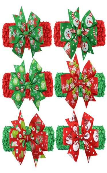 

christmas baby childrens headbands cute xmas pattern hairbands knotted bow headband fashion colorful santa headdress wearing hair 5893229, Slivery;white