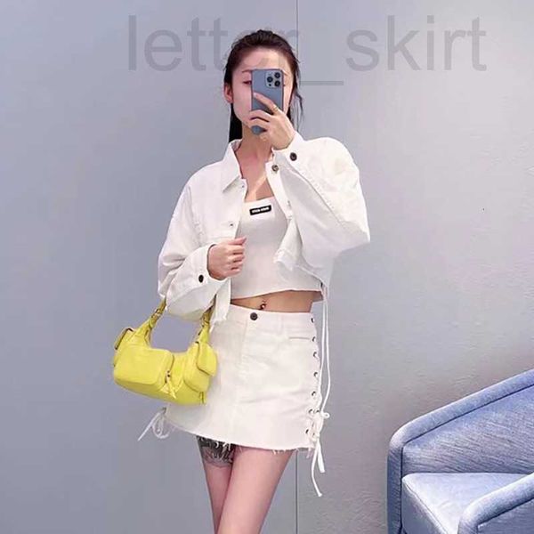 

men's jackets designer correct version of denim jacket women's spring and autumn season embroidery letter loose high waisted short, Black;brown