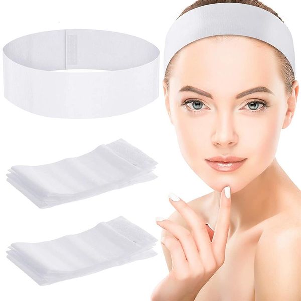 

face care devices 100 pieces disposable spa headbands stretch non-woven soft skin hair band with convenient closure for women gir 275s