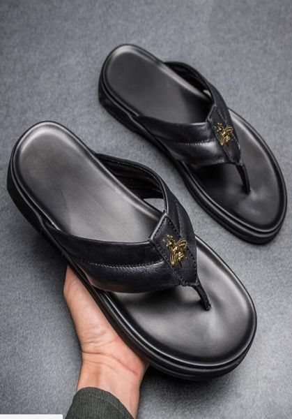 

new flipflops leather sandals for men cowhide slippers for men flipflops for summer luxury accessories t245987047, Black