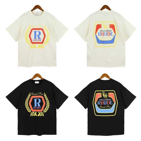 

mens tshirts designer fashion clothing tees hip hop style high street rhude simple letter printing couples loose casual cotton shortsleeved, White;black