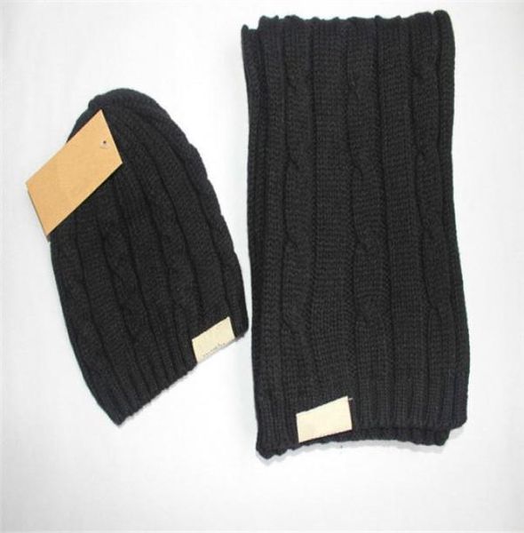 

good quality christmas hat brand wgg men and women winter crochet scarfs hat sets warm winter hat cap hats scarves sets7338666, Blue;gray