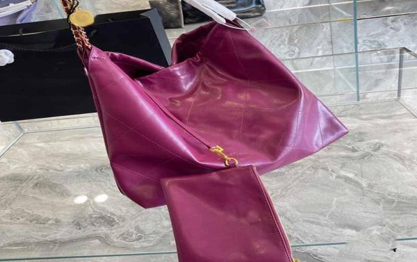 

37cm women 2022 shopping bags wax cowhide handle classic handbags gold metal letter hardware chain luxury wallet diam5686361