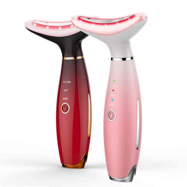 

nxy face care device neck beauty 3 colors led pon therapy heating skin tighten reduce double chin anti wrinkle remove tools 053266m