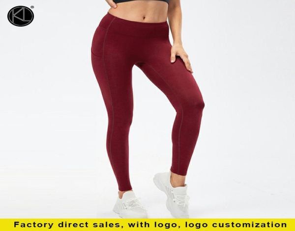 

yoga pants plush with pockets high waist leggings women sports running training fitness pants2021020