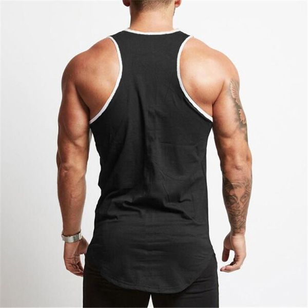 

men' mens tank cotton sports sleeveless shirts gym men fitness vest muscle singlets workout clothing running athletic, White;black