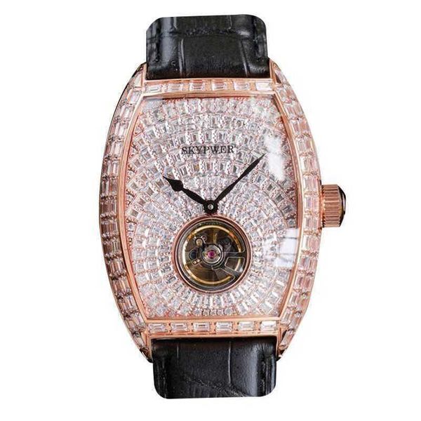 

luxury milles mantianxing bucket type flywheel fashion luxury waterproof large dial personality trend fully automatic mechanical watch male, Slivery;golden