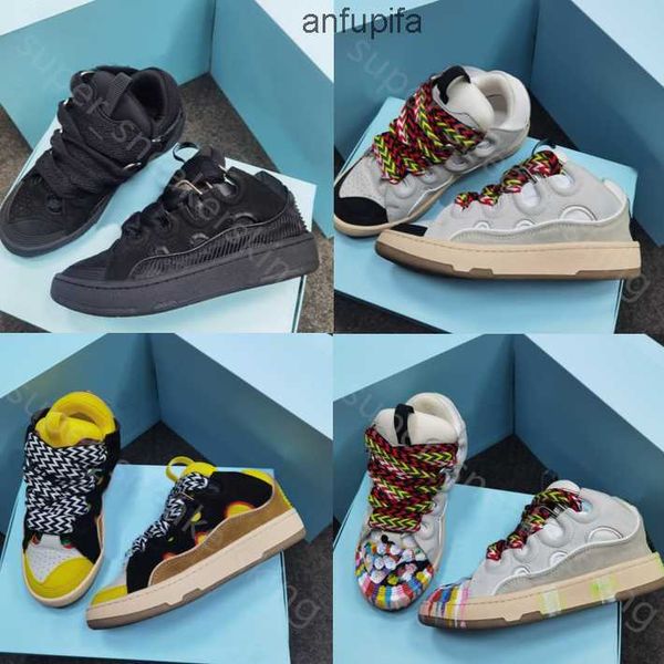 

lanvins classic curb sneakers designer casual shoes multicolor nappa calfskin rubber platform luxury men women sneaker leather mesh woven 35, Black