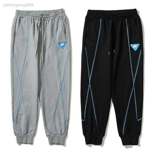 

men's pants summer fashion inverted triangle line couple sports loose casual iqnc, Black
