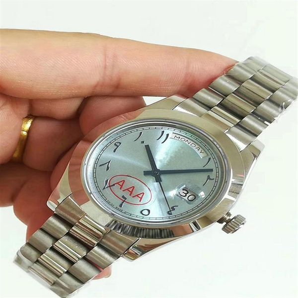 

watch men 40mm day ancient arab automatic mechanical watch no battery sweeping movement stainless steel watches date 2813 18k257o, Slivery;brown