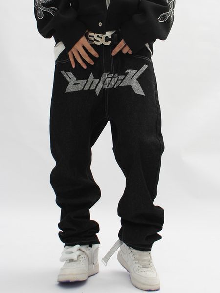 

mens jeans y2k with print baggy man trendyol straight pants high street hip hop black vintage streetwear denim casual 230420, Blue