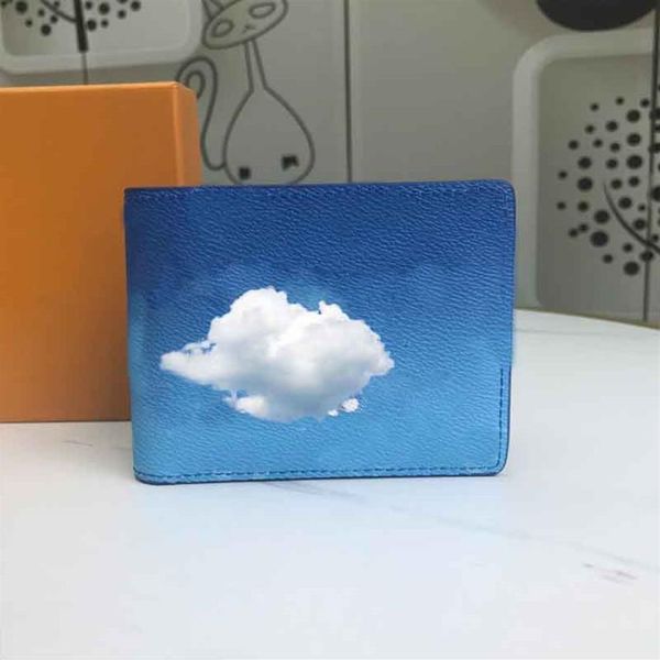 

designer wallet women and men credit card holder blue flower long purse fashion clouds short bag original box263c, Red;black