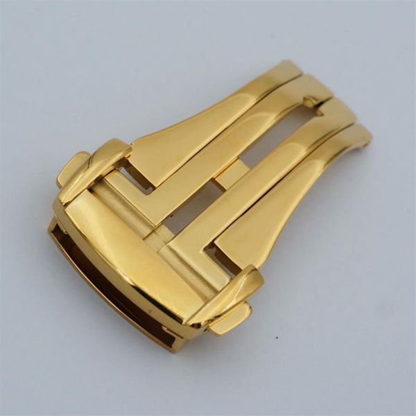 

316l stainless steel butterfly buckle silver watch band strap folding clasp 18mm 20mm251c, Black;brown