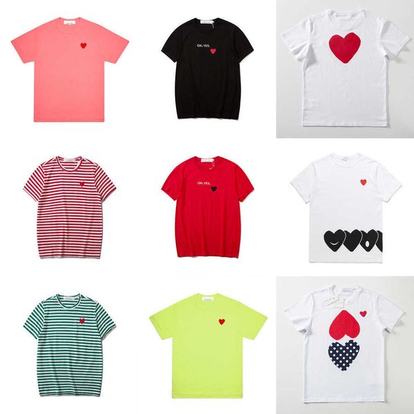 

play fashion mens t-shirts designer red heart shirt casual tshirt cotton embroidery short sleeve summer t-shirt, White;black