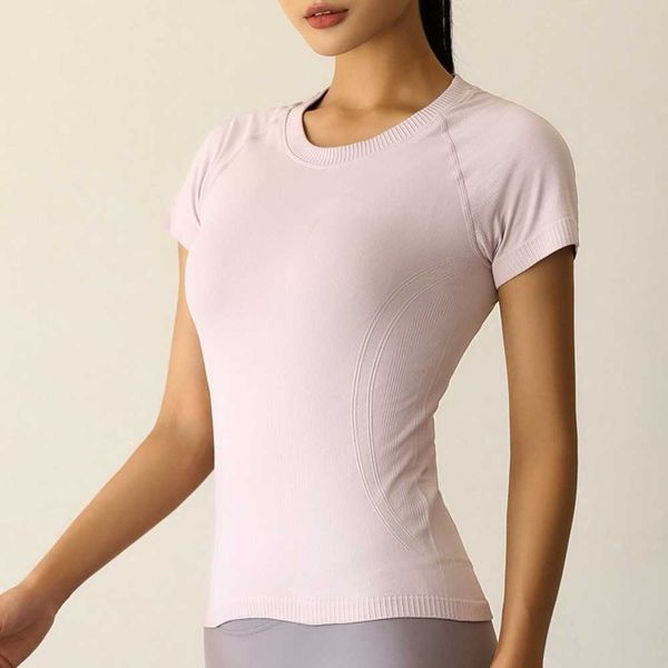 

women's tracksuits 2023 new sports t-shirt running fitness yoga suit breathable quick drying lightweight short sleeve nude casual for, Gray