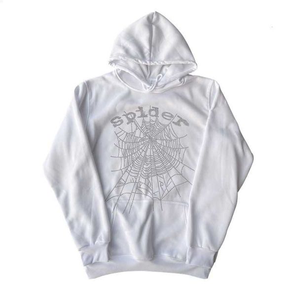 

white sp5der hoodies men women web graphic quality spider hoodies heavy fabric young thug sweatshirts streetwear, Black